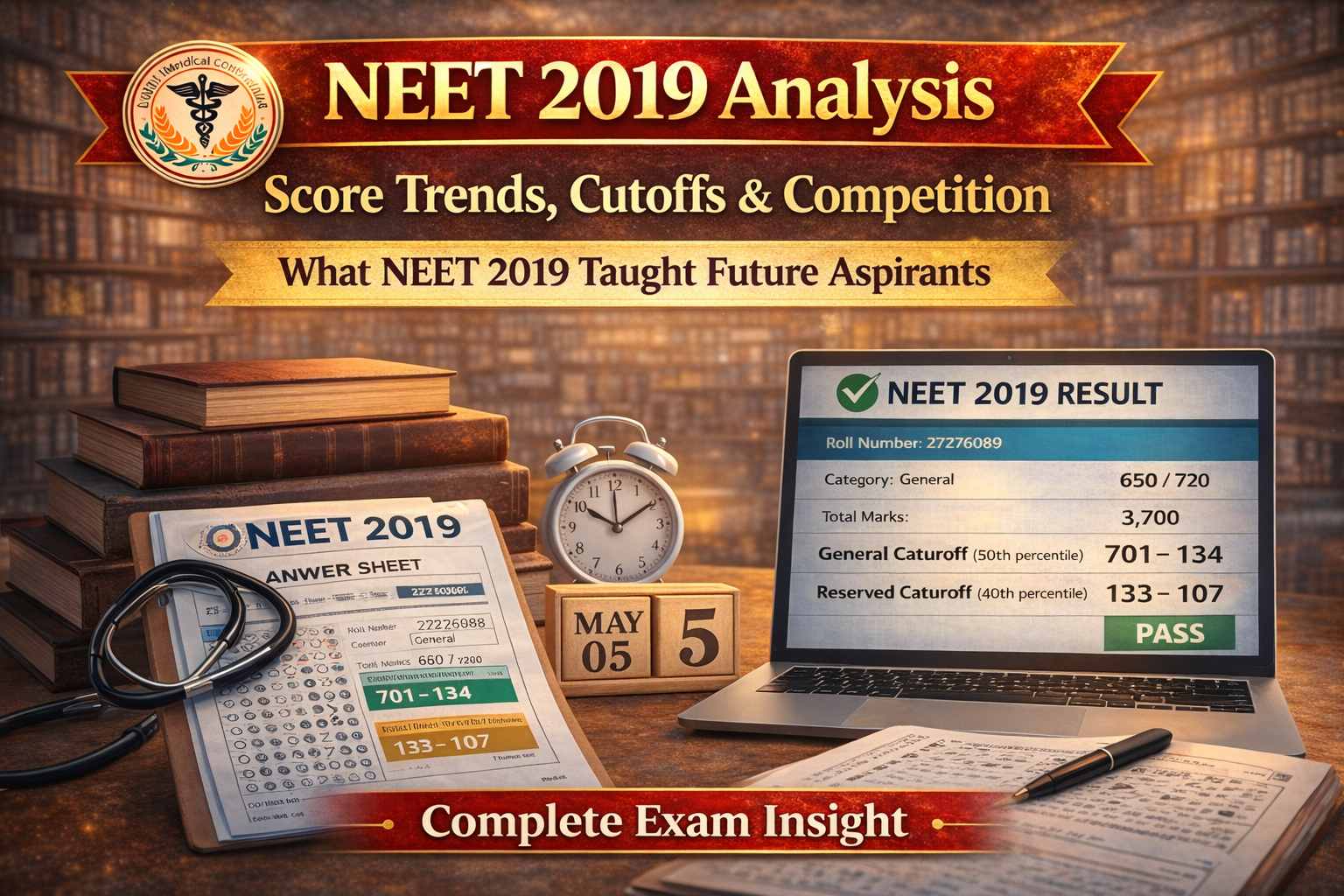 Looking Back at NEET 2019: Score Trends, Cutoffs, Competition Analysis & Insights for NEET 2026 Aspirants